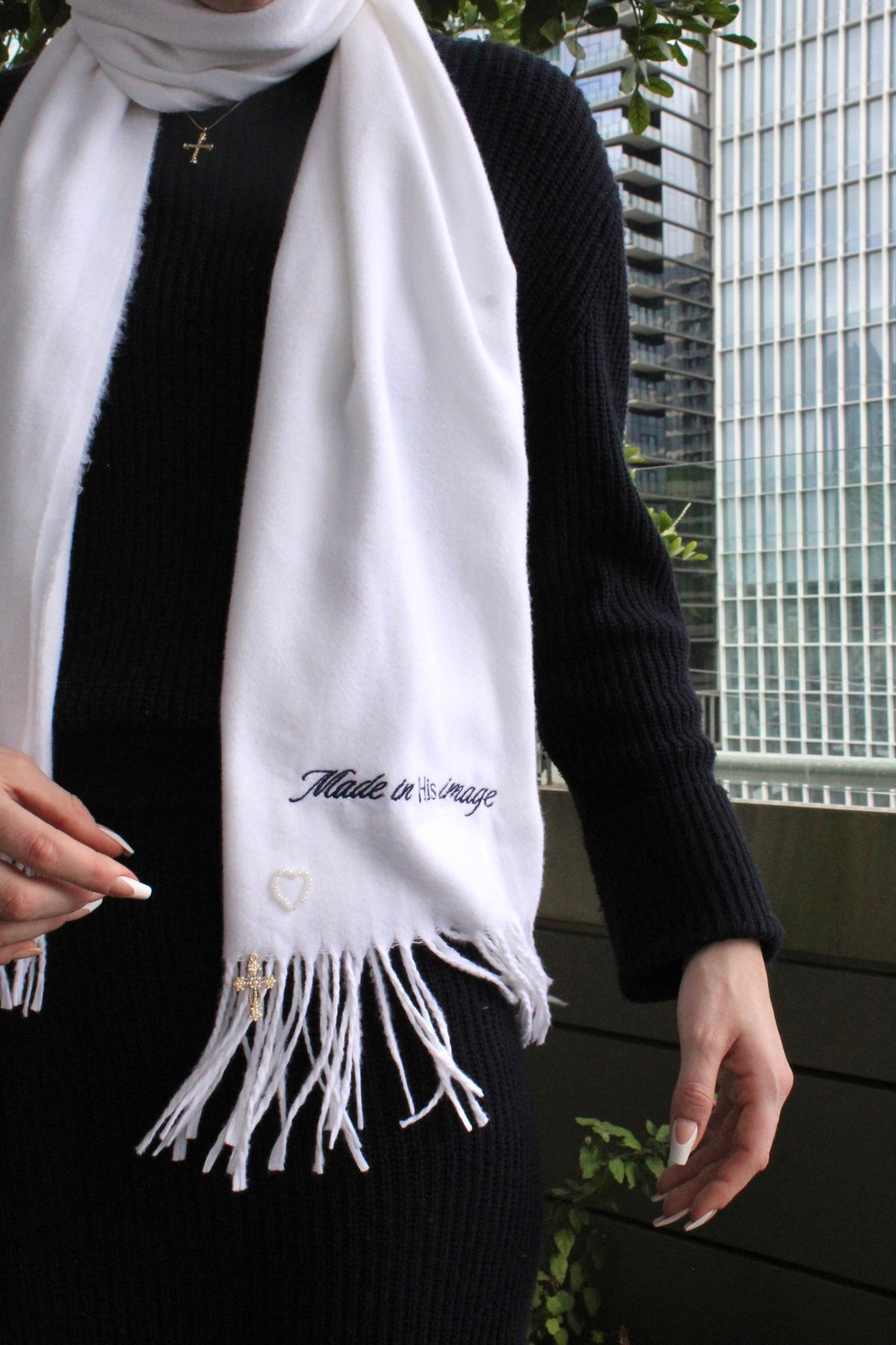 Made in His image Embroidered Shawl Scarf