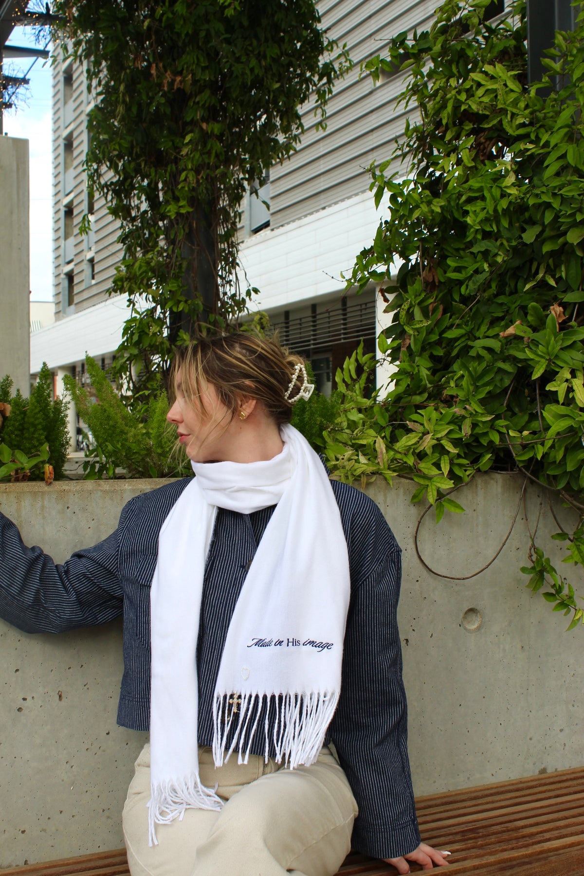 Made in His image Embroidered Shawl Scarf